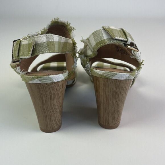 Anthropologie Matiko Teegan Slingback Shoe 39 8.5 Sandal Plaid Fringe Preppy - Picture 12 of 14